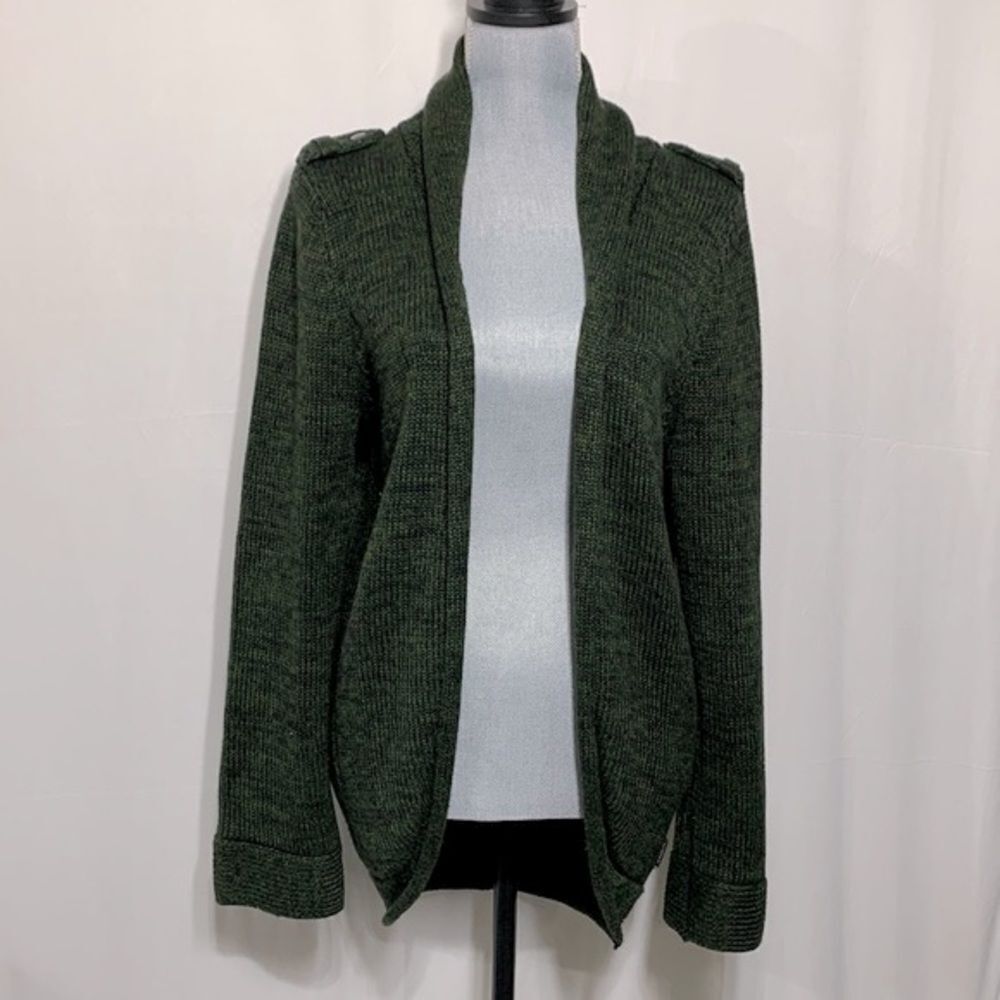 🟢3 for $20 — NIXON open cardigan with rolled collar and tabbed shoulders